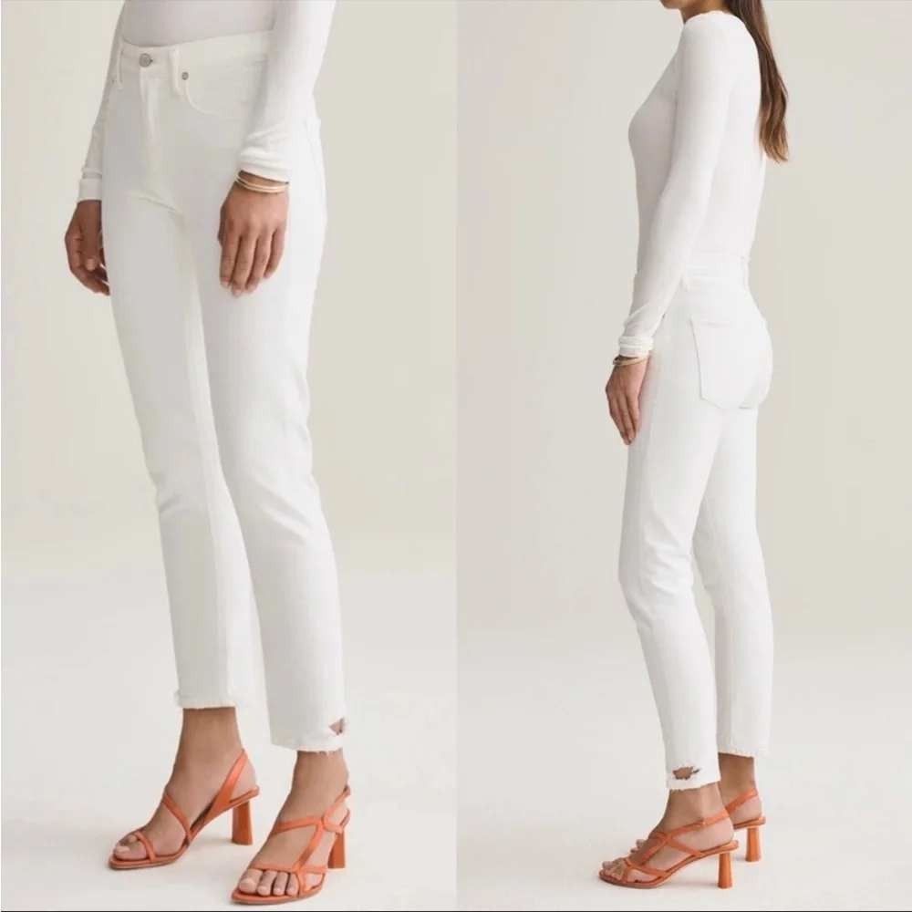 Agolde 27 Toni Slim Straight Jeans White Stretch Denim A133-1085 Minimalist
